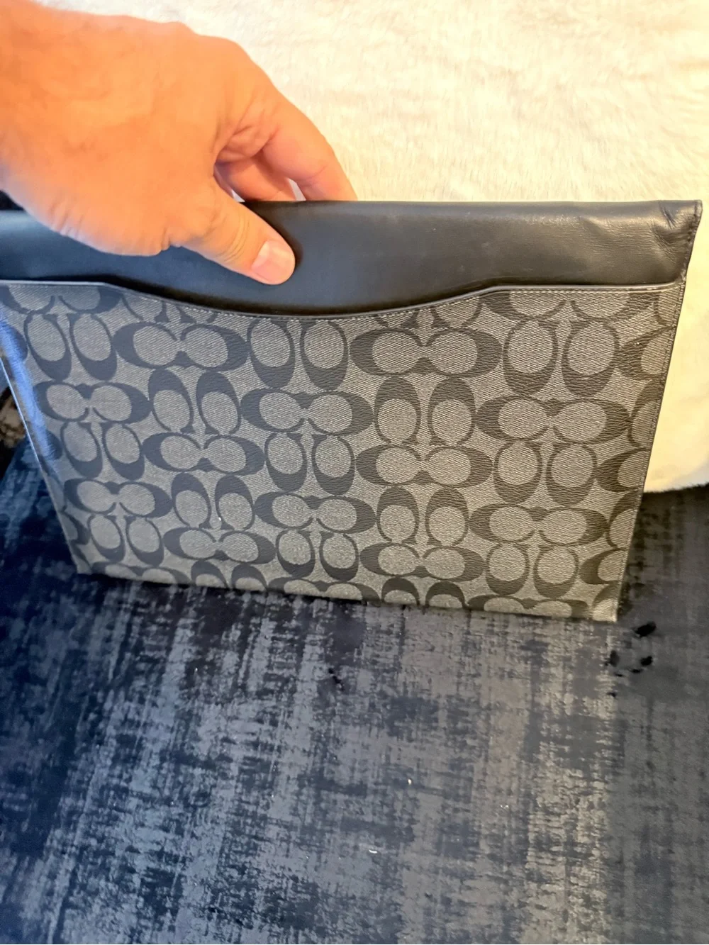 Coach Black Charcoal Signature Canvas Clutch
